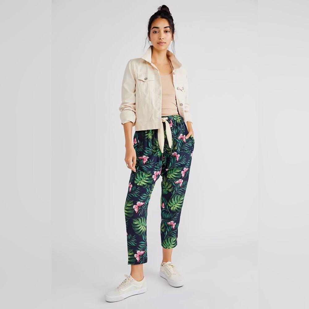 NWT Free People Sandrine Rose Butterfly Tropical Bush Pants